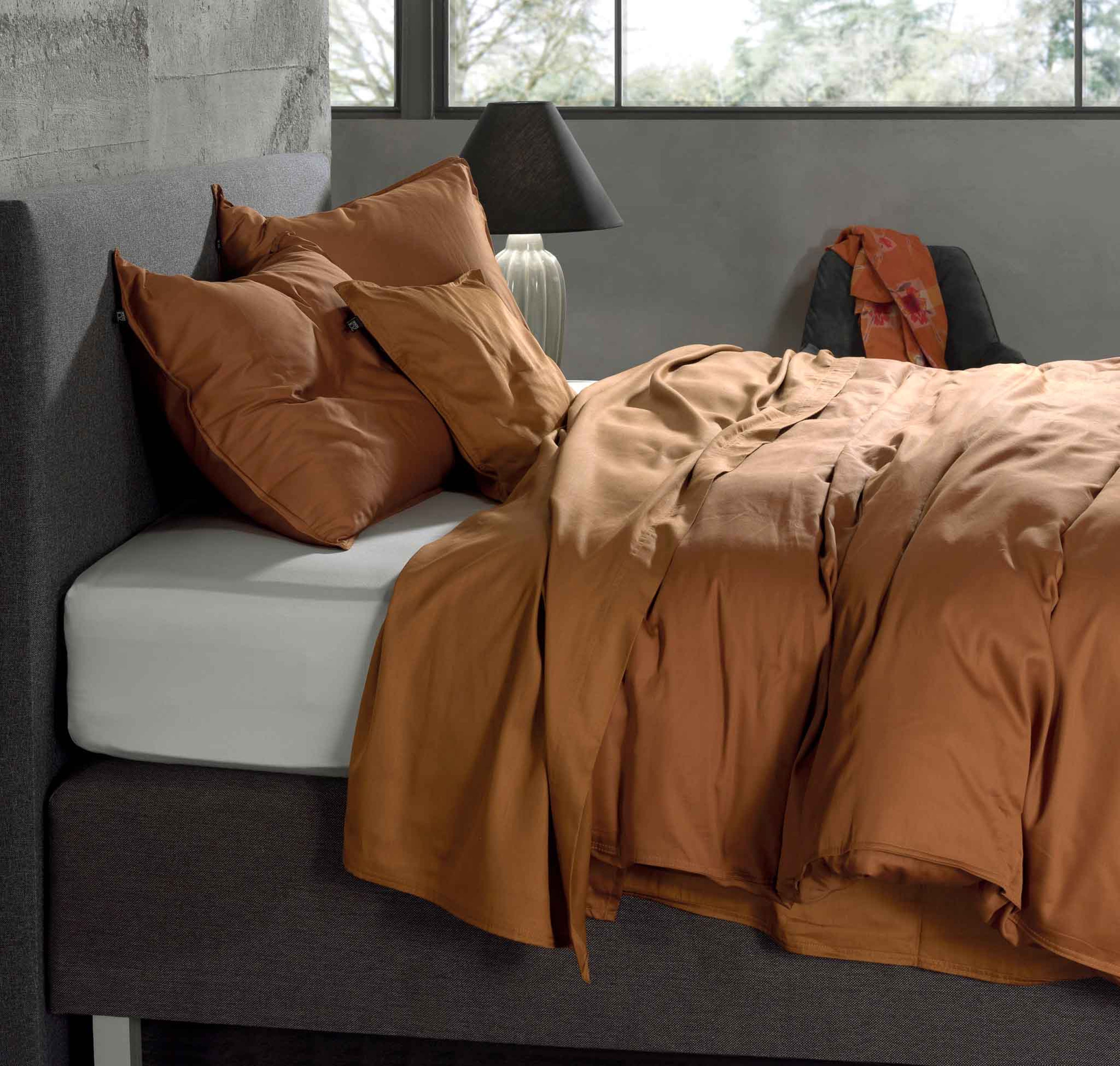 Zo!Home Satinado Dekbedovertrek Cognac Brown